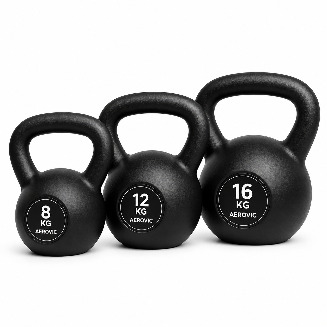 Aerovic Premium Cast Iron Kettlebell Set (8 KG, 12 KG & 16 KG)