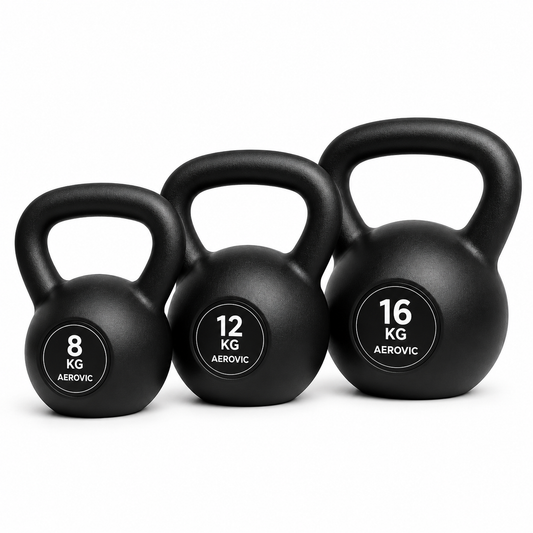 Aerovic Premium Cast Iron Kettlebell Set (8 KG, 12 KG & 16 KG)